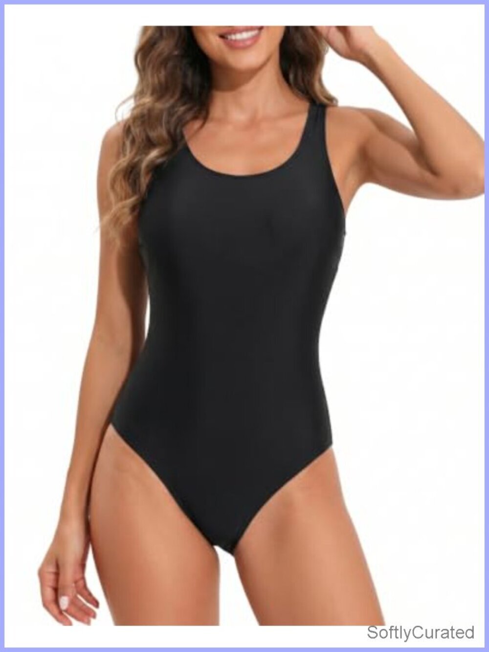 Women Athletic One Piece Swimsuit Racerback Full Coverage Modest Swimwear